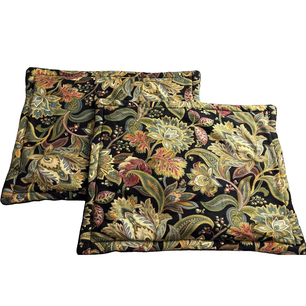 Set of 2 Biltmore Standard Pillow Shams Jacobean Paisley 21 x 27 Black